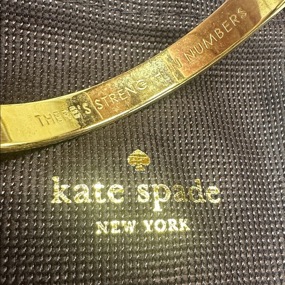 Kate Spade New York Hand In Hand Strength In Numbers Bangle Bracelet 14K Gold - Picture 6 of 8